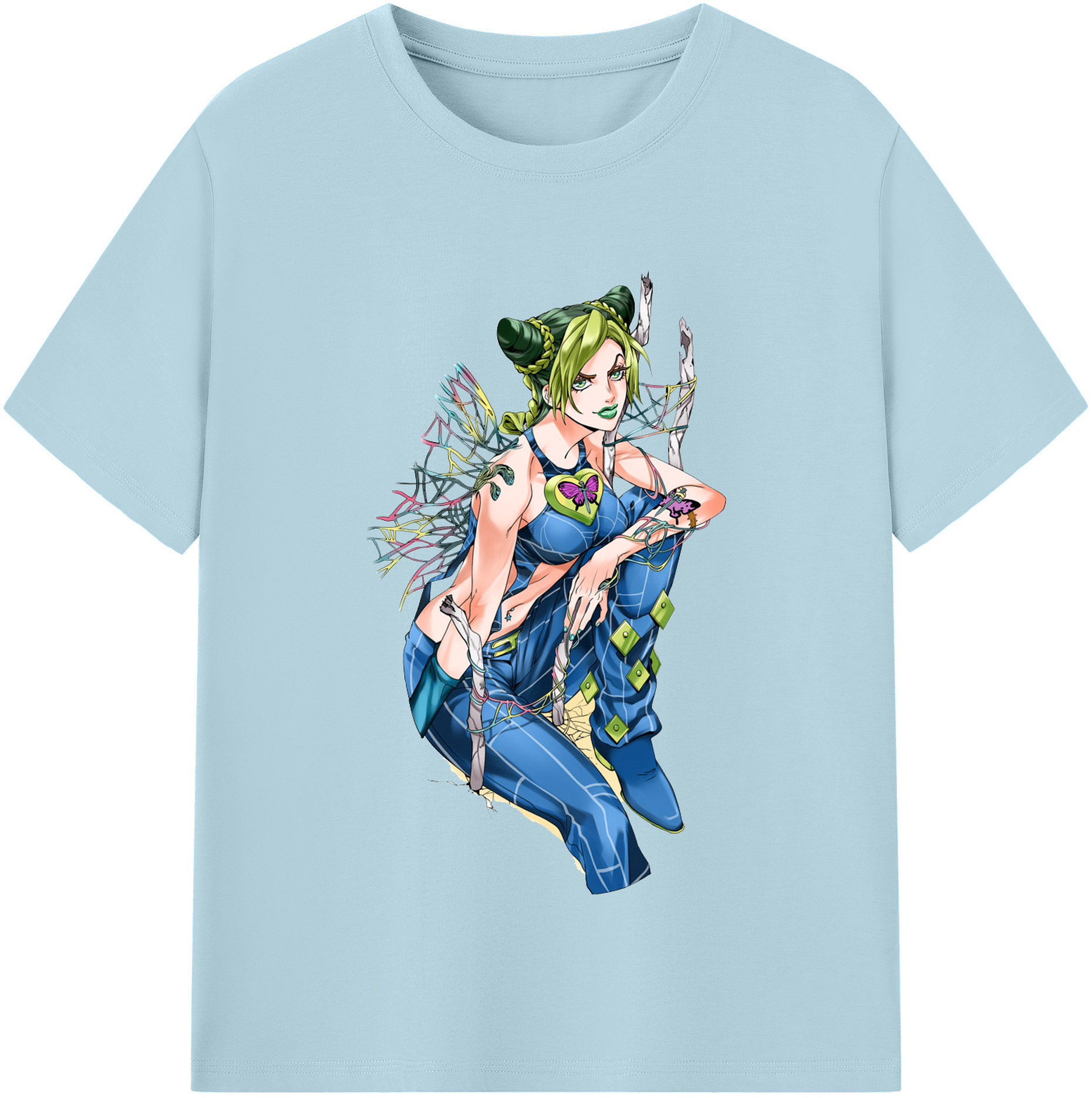 （画像用） "ジョジョの奇妙な冒険 くうじょう ジョリーン JoJo's Bizarre Adventure Jolyne Cujoh " 綿100％半袖Tシャツ（フロントプリント）